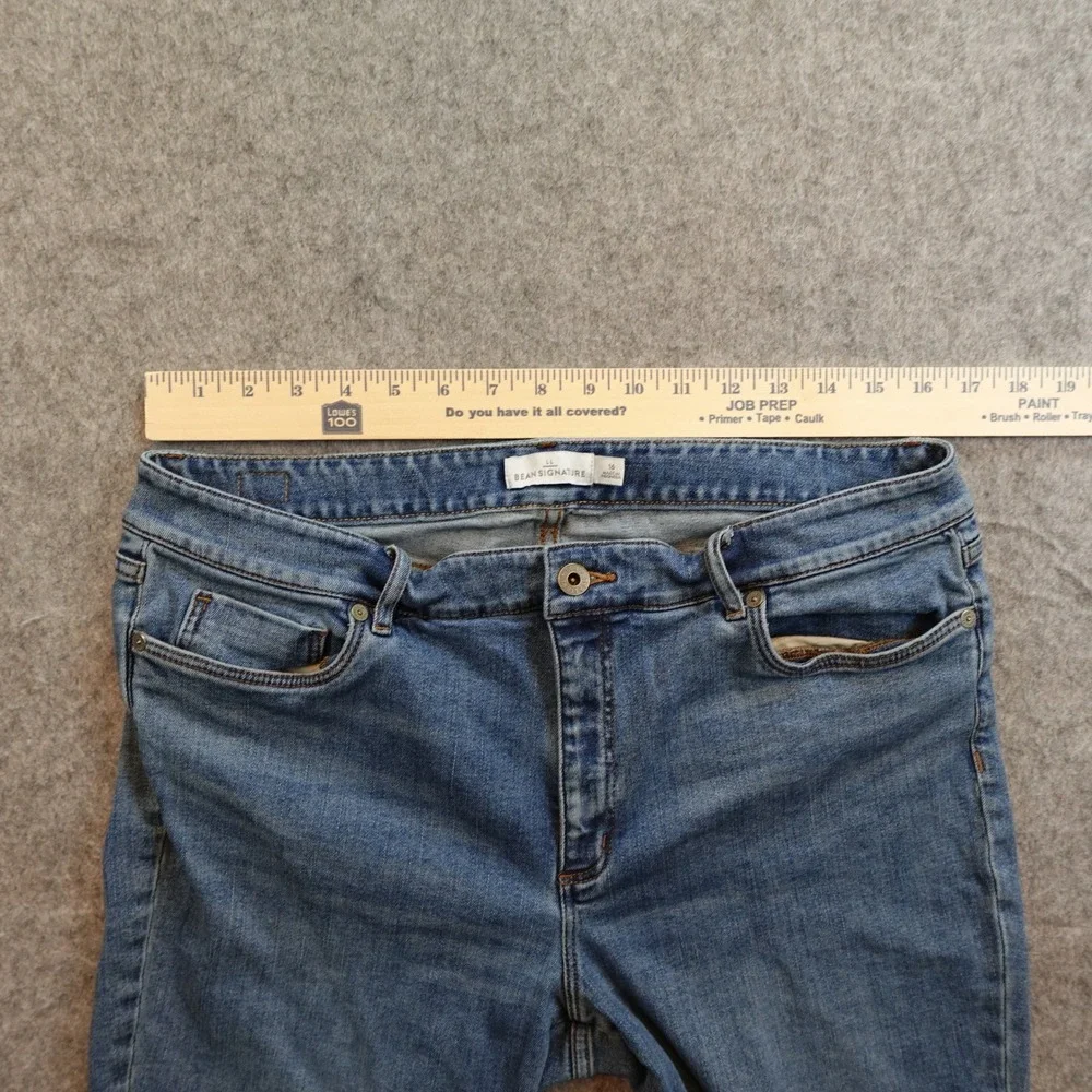 LL Bean Jeans Womens 16 Skinny Raw‎ Hem Signature Denim Medium Wash